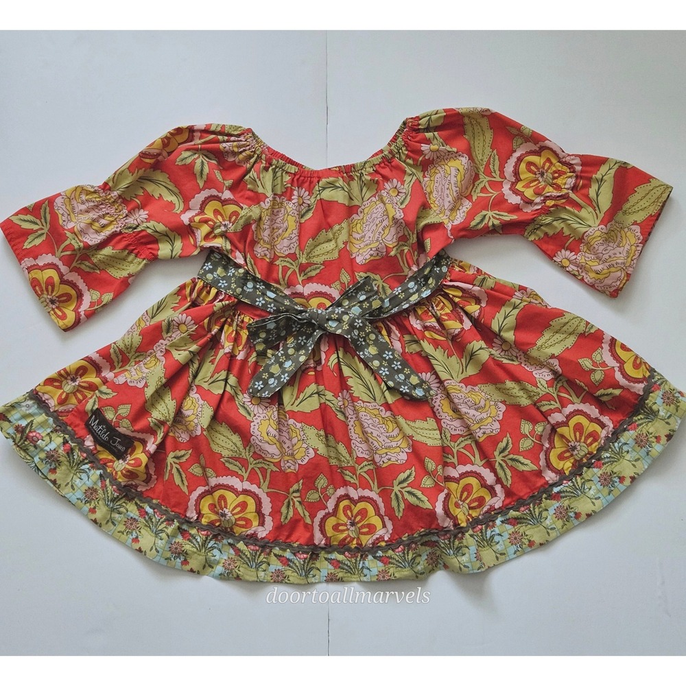 Matilda Jane Serendipity Dress Girls 8 Floral Boho Prairie Bell Sleeve Twirl